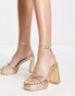 Фото #1 товара MIM Greta diamante strap platform sandals in gold