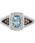 ფოტო #3 პროდუქტის Sea Blue Aquamarine (5/8 ct. t.w.) & Diamond (1/3 ct. t.w.) Beaded Ring in 14k White Gold