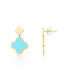 ფოტო #3 პროდუქტის Turquoise and Gold Clover Drop Earrings