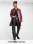 Фото #1 товара ASOS DESIGN faux leather snake trench coat in burgundy