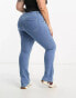 DTT Plus Phoebe belted high waisted wide leg jeans in blue