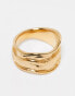 Фото #2 товара ASOS DESIGN waterproof stainless steel ring with molten wave design in gold tone