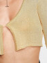 Фото #5 товара NA-KD co-ord glitter crop cardigan in gold