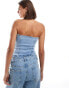 Фото #4 товара Mango bandeau denim top in light blue