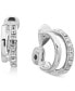 Фото #1 товара Silver-Tone Crystal Clip-On Small Double Hoop Earrings, 0.75"