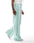 Фото #5 товара ASOS DESIGN poplin wide leg trouser in green stripe co ord