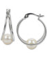 ფოტო #1 პროდუქტის Cultured Freshwater Pearl (7mm) Hoop Earrings in Sterling Silver
