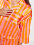 Monki satin shorts pyjama set in pink and orange stripe