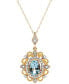 Aquamarine (3/4 ct. t.w.) & Diamond (1/10 ct. t.w.) Oval 18" Pendant Necklace in 14k Gold-Plated Sterling Silver