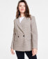 Фото #2 товара Women's Sequined Plaid Double-Breasted Blazer, Created for Macy's