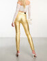 Фото #4 товара Stradivarius metallic high waist jean in brushed gold