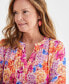 Фото #3 товара Women's Printed Pintuck Ruffle Sleeve Top, Created for Macy's