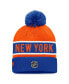 ფოტო #2 პროდუქტის Men's Royal, Orange New York Islanders Authentic Pro Rink Cuffed Knit Hat with Pom