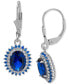 ფოტო #3 პროდუქტის Lab Grown Blue Spinel (1-1/4 ct. t.w.) & Lab Grown White Sapphire (3/8 ct. t.w.) Oval Halo Leverback Drop Earrings in Sterling Silver