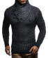 ფოტო #1 პროდუქტის Men's Men s Knitted Pullover | Long-Sleeved Slim fit Shirt | Basic Sweatshirt with Shawl Collar and Faux Leather