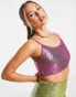 Фото #1 товара Collective the Label exclusive sequin crop top co-ord in hot pink