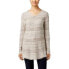 Style & Co Women's Striped Tunic V Neck Sweater Hammack Heather Combo L