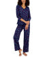 ფოტო #1 პროდუქტის Women's Cotton Long-Sleeve Lace-Trim Pajamas Set, Created for Macy's
