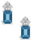 Фото #5 товара Серьги Macy's London Blue Topaz and Diamond Stud in Gold