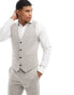 ASOS DESIGN skinny suit waistcoat in beige microtexture