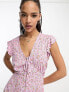 Фото #2 товара Nobody's Child Lil frill sleeve midi dress in purple heart print