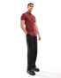 Фото #3 товара ASOS DESIGN skinny fit grandad collar shirt with roll sleeves in burgundy