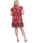 Фото #2 товара Plus Size Printed Chiffon Smocked-Waist Dress