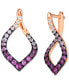 ფოტო #1 პროდუქტის Ombré® Pink Sapphire Ombré (1-1/4 ct. t.w.) & White Sapphire (1/10 ct. t.w.) Spiral Hoop Earrings in 14k Rose Gold