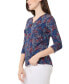 ფოტო #3 პროდუქტის Women's Printed Moss Crepe V-Neck Top