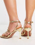 Фото #3 товара ASOS DESIGN Wide Fit Hamper strappy mid heeled sandals in gold