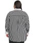 Фото #2 товара Women's Plus Size Striped Button-Front Shirt, First@Macy’s
