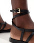 Stradivarius leather strappy sandal in black