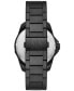 Men's Quartz Three Hand Date Black Stainless Steel Watch 44mm
