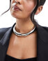 Фото #1 товара ASOS DESIGN torque choker with wide molten design in silver tone