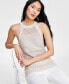 Фото #4 товара Women's Roving Sequin Crochet Sweater Tank Top, Created for Macy's