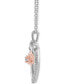 Фото #3 товара Enchanted Disney Fine Jewelry diamond Belle Rose & Heart Pendant Necklace (1/6 ct. t.w.) in Sterling Silver & 14K Rose Gold-Plate, 16" + 2" extender