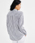 Фото #2 товара Petite Linen Blend Beach Stripe Perfect Shirt, Created for Macy's