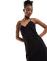 Monki strappy maxi slip dress with lace detail in black M - фото #6