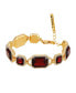 ფოტო #1 პროდუქტის Gold-Tone and Dark Red Glass Stone Line Bracelet