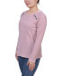 ფოტო #3 პროდუქტის Petite Long Sleeve Ribbed Button Detail Top