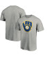 Men's Heathered Gray Milwaukee Brewers Cooperstown Collection Huntington Logo T-shirt