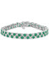 Sapphire (10 ct. t.w.) & Diamond (1 ct. t.w.) Double Row Bracelet in Sterling Silver (Also in Emerald)