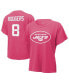 ფოტო #1 პროდუქტის Women's Threads Aaron Rodgers Pink Distressed New York Jets Name and Number T-shirt