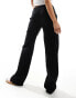 Pull&Bear pull on textured trousers in black