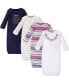 ფოტო #1 პროდუქტის Baby Girls Treasure Baby Cotton Long-Sleeve Gowns 4pk, Sparkle Necklace, 0-6 Months