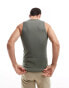 ASOS DESIGN muscle vest with racer neck in khaki