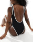 Фото #2 товара ASOS DESIGN contrast binding scoop neck swimsuit in black