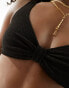 & Other Stories crinkle triangle knot bikini top in black