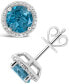 ფოტო #1 პროდუქტის London Blue Topaz (3-1/10 ct. t.w.) and Diamond (1/6 ct. t.w.) Stud Earrings in Sterling Silver