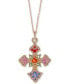 Фото #1 товара EFFY Collection eFFY® Multi-Gemstone 18" Cross Pendant Necklace (3 ct. t.w.) in 14k Gold